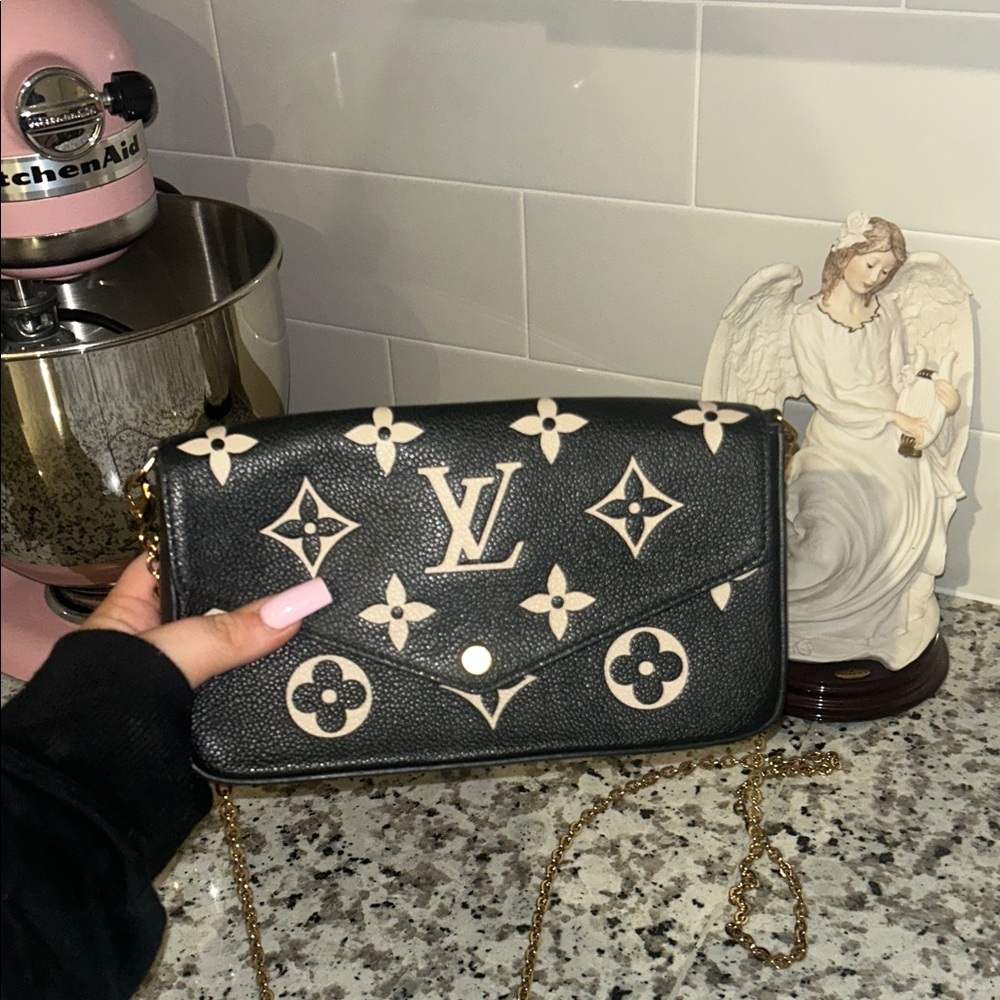 Louis Vuitton Black and Tan Crossbody Bag